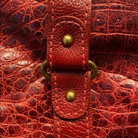 LOCKHART red embossed leather large satchel new! - Picture 13 of 16